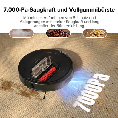 roborock Qrevo Pro Set Saugroboter mit Wischfunktion&Hebarem Wischmopp, 7000Pa, FlexiArm Design™ Kantenreinigung, 60 °C Heißwasser-Moppwäsche, zusätzlich 2 Wischmops, Roboterstaubsauger-Set(Schwarz)