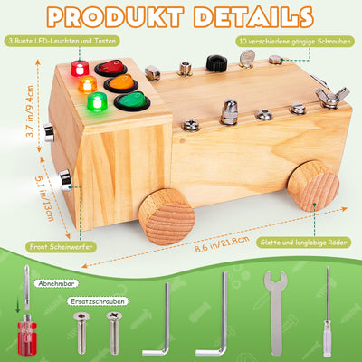 OAKJAR Montessori Schraubendreher Brett, Montessori Spielzeug ab 2-6 Jahre, Montessori Busy Board, Holzspielzeug Motorikspielzeug, Lernspielzeug für Babys Kleinkinder Jungen Mädchen