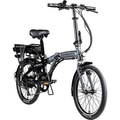 ZÜNDAPP Z120 20 Zoll E Bike Faltrad Damen Herren Elektrofahrrad klappbar Fahrrad Elektro Klapprad Ebike Pedelec E-Bike Erwachsene Klappfahrrad (schwarz/grau, 28 cm)