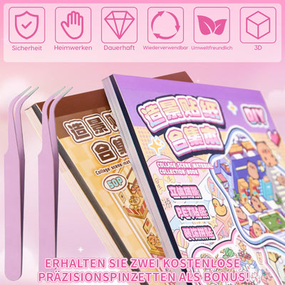 40 Stück 3D House Stickers Scene Set, Stickerbuch Wiederverwendbar, Sticker Therapy, DIY-Aufkleber für Basteln, with 56 PET Sticker, 40 Mminiatur Haus, 2 Pinzette, Relief Stress für Erwachsene Kinder