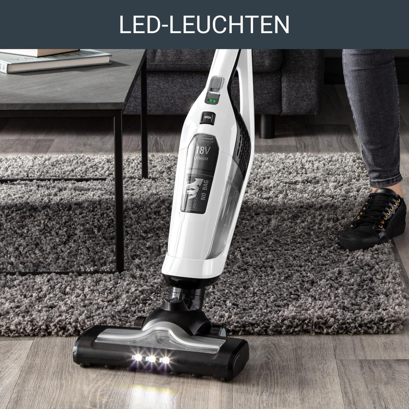 Rowenta RH6737 Dual Force 2-in-1 kabelloser Akku-Stabstaubsauger | integrierter Handstaubsauger | klappbarer Griff | sehr leicht – nur 2,5 kg | LED-Beleuchtung | Weiß