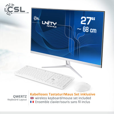 All-in-One-PC CSL Unity F27W-ALS, 68,58 cm (27 Zoll, 1920x1080 Full HD) - Leistungsstarker AIO (Intel N200 CPU 4x3700 MHz, 512 GB SSD, 16 GB DDR4-RAM, Windows 11 Home), weiß
