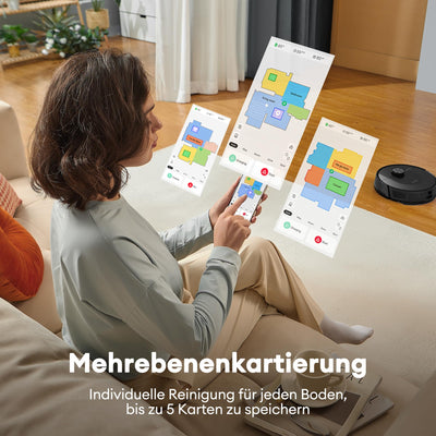 Ultenic D10 Saugroboter mit Wischfunktion, Staubsauger Roboter mit LiDAR Navigation 5000 Pa Saugkraft, 50 dB Saugroboter, Steuerung für Alexa Siri App, gut für Tierhaare Teppich Hartboden