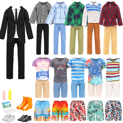 Miunana 14 Kleidung für Jungen Puppen = Anzug Freizeitbekleidung Kleidung Hosen Badehose Outfits Schuhe Laptop Zubehör für Puppen