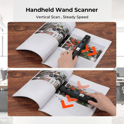[Handscanner ] Auflösung s/w und Farbe MUNBYN Dokumentenscanner/Scanner Mobil / 900DPI Wireless Tragbarer A4 Scanner mit Karte JPG und PDF Format -16G Micro SD- Schwarz