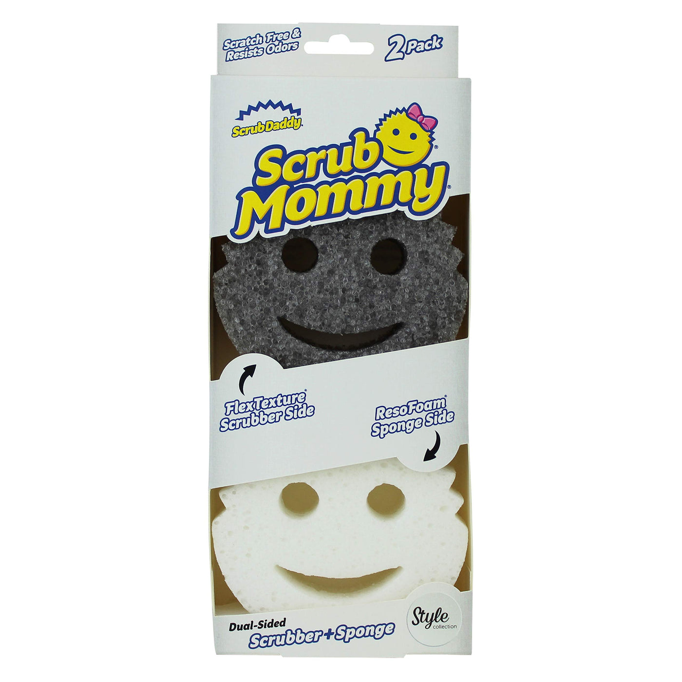 Scrub Daddy Scrub Mommy Putzschwamm, Topfreiniger Küchenschwämme, Putzmittel mit Texturveränderung, kratzfreier Spülschwamm, geruchsresistenter Smiley Schwamm, Geschirrschwamm - 2er Pack Grau