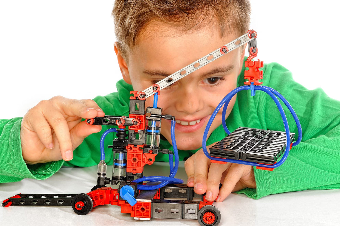 fischertechnik 533874 PROFI Pneumatic Power – Bausatz für Kinder ab 8 Jahren, pneumatisch betriebenes Spielzeug, Bagger und 4 weitere Modelle zum Zusammenbauen