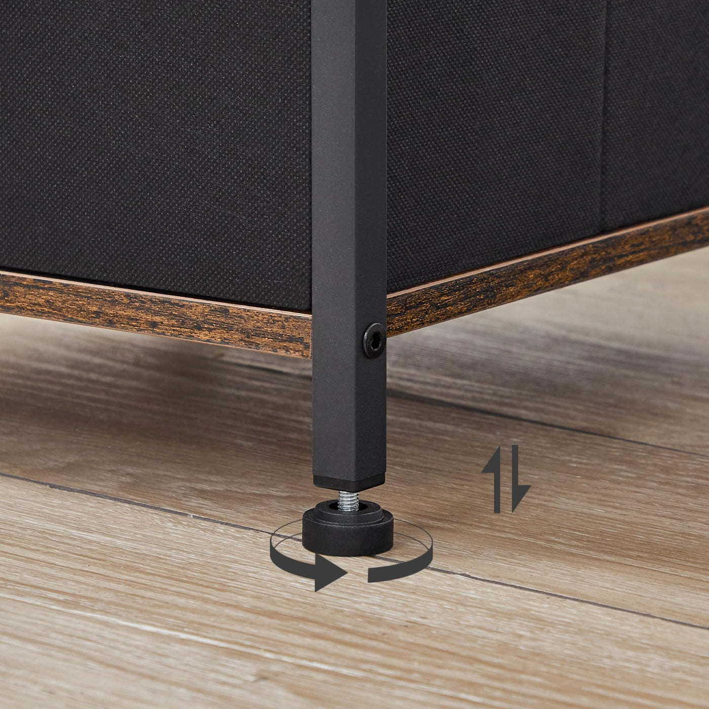 HOOBRO Badezimmerschrank, freistehendes Aufbewahrungsregal für Badezimmer, schmaler Aufbewahrungsschrank, multifunktionaler Hochschrank, 2 Stoffschubladen, Vintagebraun und Schwarz EBF87CW01