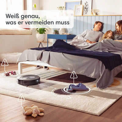 iRobot Roomba Combo j7+ (c7556) Saug- und Wischroboter mit autom. Absaugstation. Objekterkennung/-vermeidung, Kartierung, 4-Stufen-Reinigung, Raum-/ Bereichsreinigung, Sprachassistent, Farbe: Navy