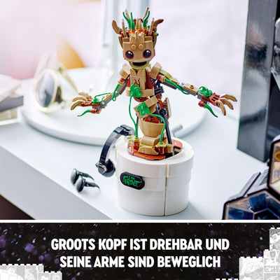 LEGO Marvel Tanzender Groot, animierte Minifigur eines Charakters aus Guardians of The Galaxy, interaktives Spielset, Superheldengeschenk für Jungen und Mädchen 76297