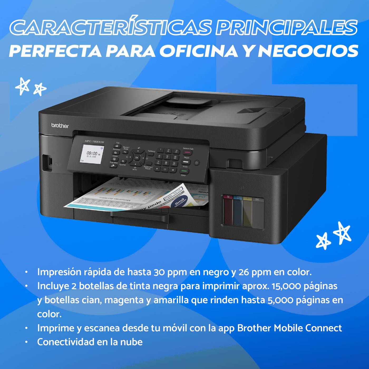 Brother Multifunktionaler Farbtintenstrahldrucker MFC-T930DW der InkBenefit Tank-Serie, Wireless-Konnektivität und Duplexdruck