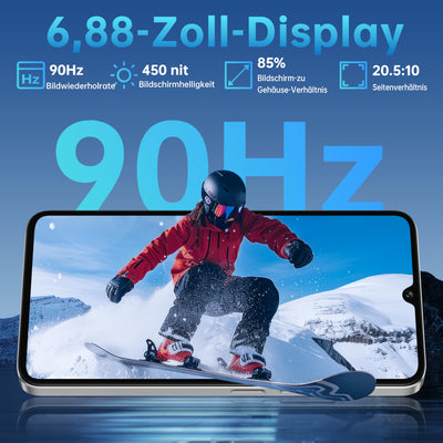 OUKITEL C60 Smartphone Ohne Vertrag - Android 15 10000mAh 16GB+128GB Handy Ohne Vertrag 6.88 Zoll 90Hz Bildschirm 13MP+5MP Kamera,120LM Taschenlampe,Lautsprecher,GPS,Dual SIM Simlockfreie Handys,Grün