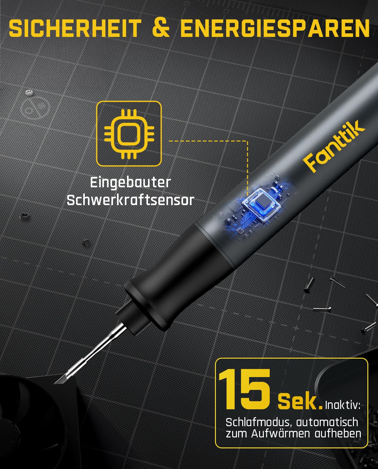 Fanttik T1 Max Präzisions Lötkolben Set, kabelloser Lötkolben, 7 Sek. schnelles Aufheizen，6 Temperatur Einstellbar 200~450 ℃, 4 Lötspitzen (C210), 360° drehbarer Ständer, Lötkolben für Reparaturen