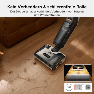 Roborock F25 Nass-Trocken-Staubsauger, kabelloser Staubsauger und Mopp in einem mit 20.000 Pa, 90°C Heißluft-Schnelltrocknen & Heißwasser-Selbstreinigung, kein Verheddern, 180° flach absenkbar