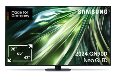Samsung Neo QLED 4K QN90D Fernseher 65 Zoll, Samsung TV mit Neural Quantum 4K AI Gen2 Prozessor, Quantum-Matrix-Technologie, AI 4K Upscaling, Smart TV, KI TV, GQ65QN90DATXZG, Deutsches Modell [2024]