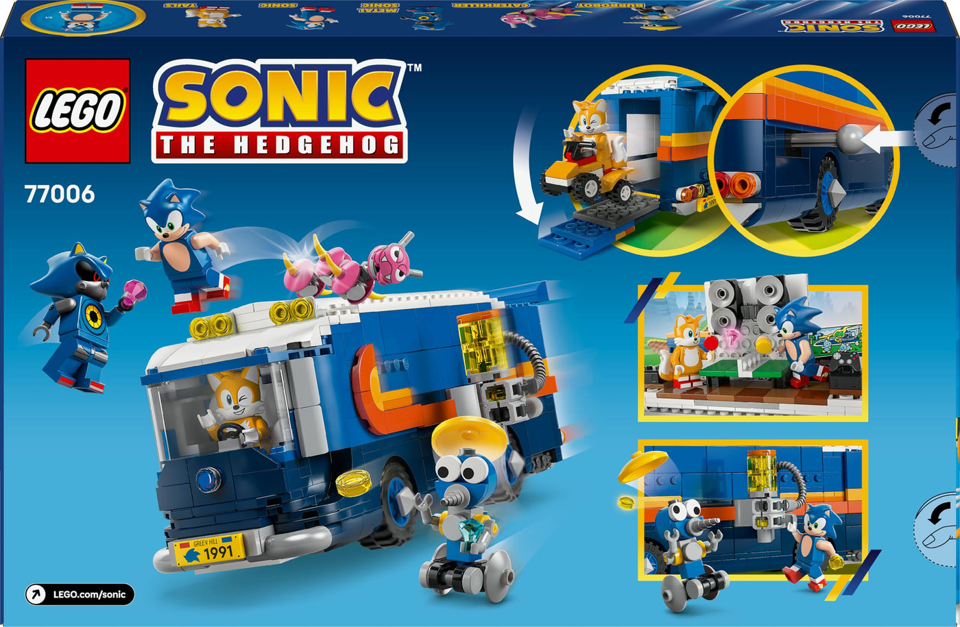 LEGO Sonic The Hedgehog Team Sonics Kommando-Truck - Interaktives Spielzeug mit ATV-Auto und 5 Minifiguren mit Tails - Kreatives Geschenk für Jungen, Mädchen und Gamer Fans ab 8 Jahren - 77006