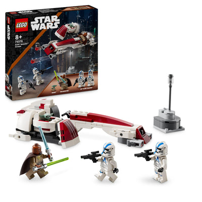 LEGO Star Wars Flucht mit dem BARC Speeder, The Mandalorian Set, Spielzeug-Bike mit Seitenwagen, enthält die Figuren Kelleran Beq und Grogu, Geschenk für Jungen und Mädchen ab 8 Jahren 75378