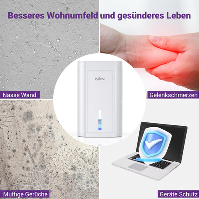 LOEFME 1000ml Mini-Luftentfeuchter, 7-farbige LED-Lichter, tragbarer und ultraleiser Luftentfeuchter elektrisch in Weiß, ideal für Schlafzimmer, Badezimmer, Kleiderschrank und Ankleidezimmer