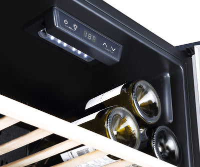 Respekta Weinkühlschrank freistehend für 49 Standardflaschen / 116 L Nutzinhalt/Regelbares Thermostat 5° - 22°C/Touch Control/LED Leuchte/Wechselbarer Türanschlag/Max. 41 dB/WKS 49