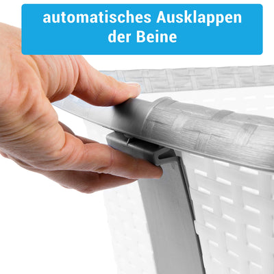 Wäschekorb Plastik mit Stand-Automatik - Wäschewanne Wäsche Korb mit Beinen FüÃŸen Farben wählbar (weiss)
