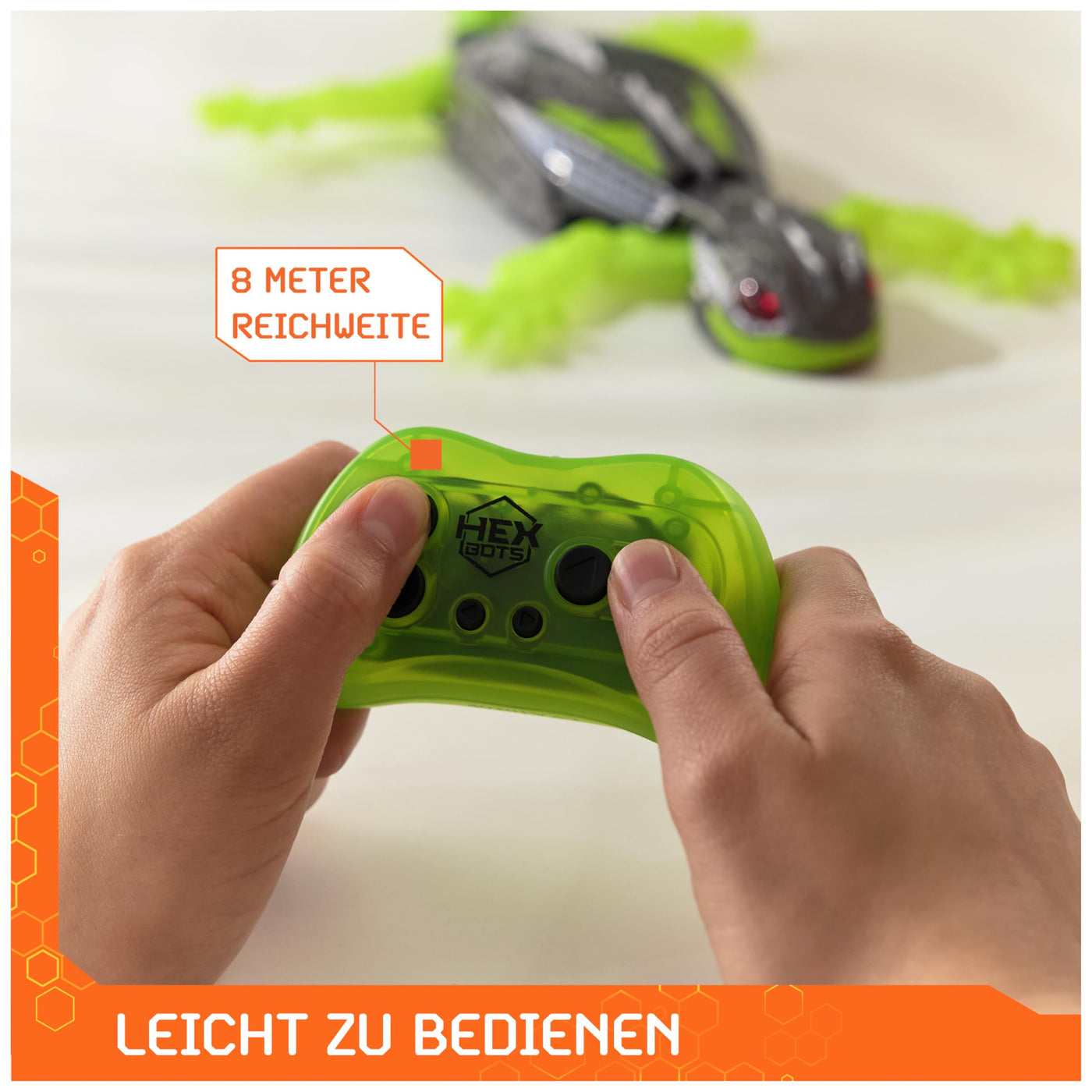 Hex Bots - Wall Crawler Gecko, ferngesteuerter Gecko, der an Wänden und Decken entlang krabbelt, mit leuchtenden LED-Augen, mit Fernbedienung, realistische Bewegungen, für Kinder ab 4 Jahren