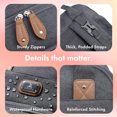 Wickeltasche Rucksack - Dikaslon Großer Wickelrucksack mit Multifunktions-Babytaschen und mobiler Wickelauflage - Schnullerhalter und Kinderwagengurte - für Mama und Papa (dunkelgrau), Einheitsgröße