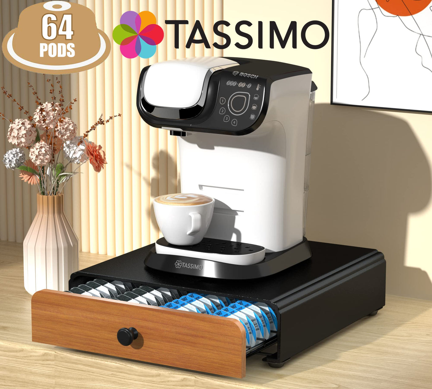 HFHOME 64 Kapselhalter für Tassimo Kapselschublade Metall Kaffeekapselhalter Kapselspender Ständer Kaffeekapselständer Schubladenablage Stapelständer