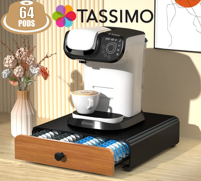 HFHOME 64 Kapselhalter für Tassimo Kapselschublade Metall Kaffeekapselhalter Kapselspender Ständer Kaffeekapselständer Schubladenablage Stapelständer