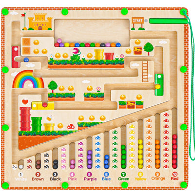 Montessori Spielzeug Magnetspiel Labyrinth ab 2 3 4 5 6 Jahre, Magnete Kinder Motorikspielzeug Magnet Spiel, Kinderspielzeug Magnetic Spiel, Holzspielzeug Geschenk für 2 3 4 Jahr Jungen Mädchen