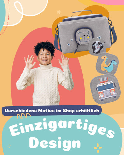 JP Journey Tasche für Toniebox - Transporttasche für Tonie Figuren und Box zum Aufhängen für Reisen und Auto (Grau-Blau Bär)