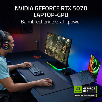Razer Blade 14 (2025) - 14 Zoll Gaming-Laptop - NVIDIA RTX 5070 - AMD Ryzen AI 9 365-14" 3K 120Hz OLED Display - 32 GB LPDDR5X 8000 MHz - 1 TB SSD - QWERTZ DE-Layout | Schwarz