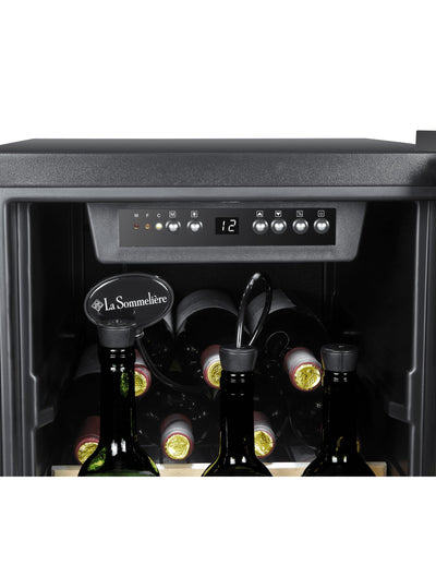 La Sommeliere - Weinkühlschrank LS38BLACK, 38Flaschen, Temperier-Servier-Weinschrank, Glastür aus UV-undurchlässigem Glas, Temperaturbereich von 5°C bis 20°C, freistehend