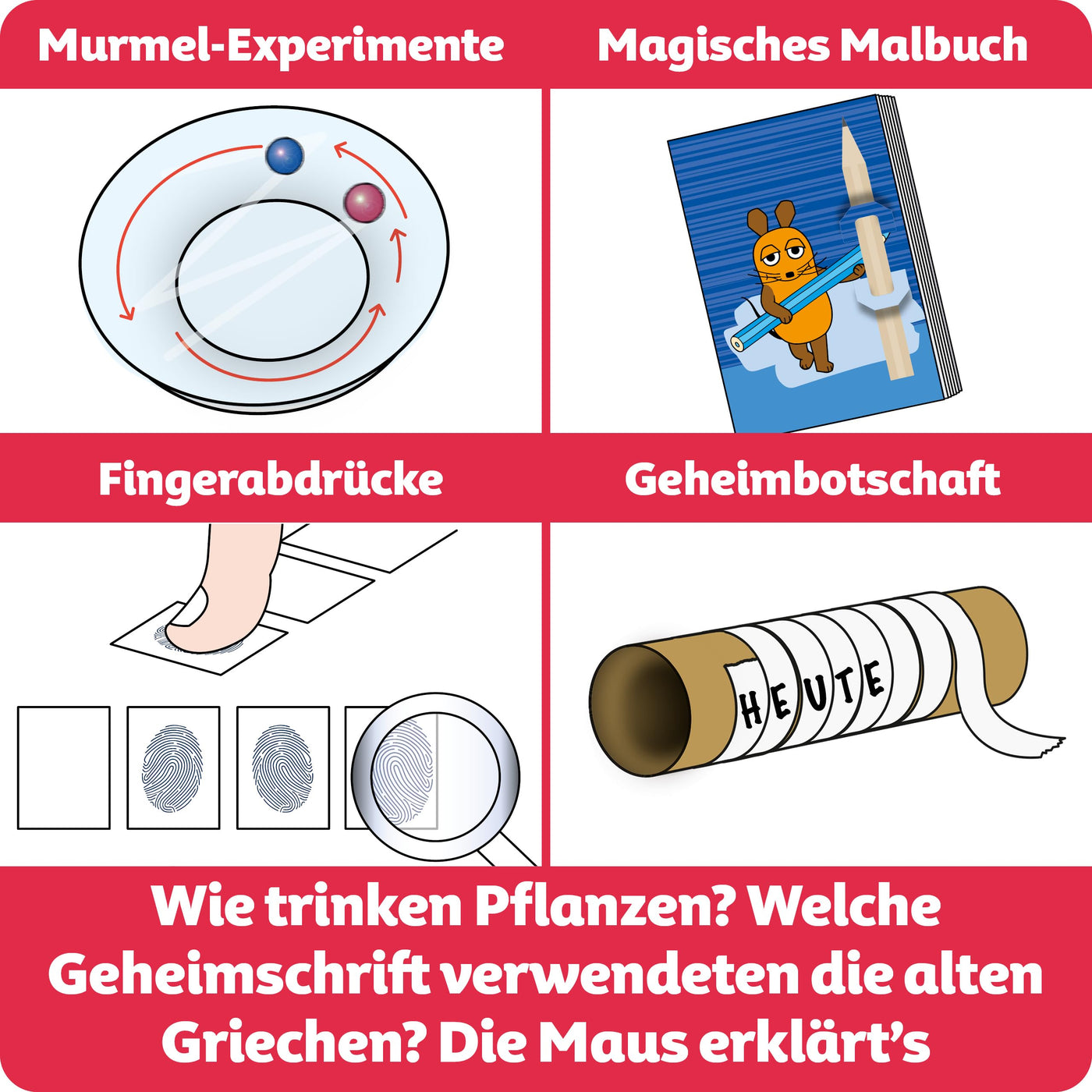 FRANZIS 67232 - Experimentierspaß mit der Maus - Experimentierkasten mit 19 spannenden wissenschaftlichen Versuchen für Kinder ab 7 Jahren, inkl. 44-seitigem Handbuch mit Anleitungen und Zubehör