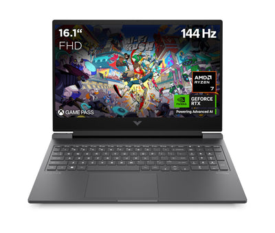 HP Victus Gaming Laptop, 16,1" FHD 144Hz Display, AMD Ryzen 7 8845HS, 16GB DDR5 RAM, 1TB SSD, NVIDIA GeForce RTX 4070 (8GB), QWERTZ, Windows 11, Mica Silver