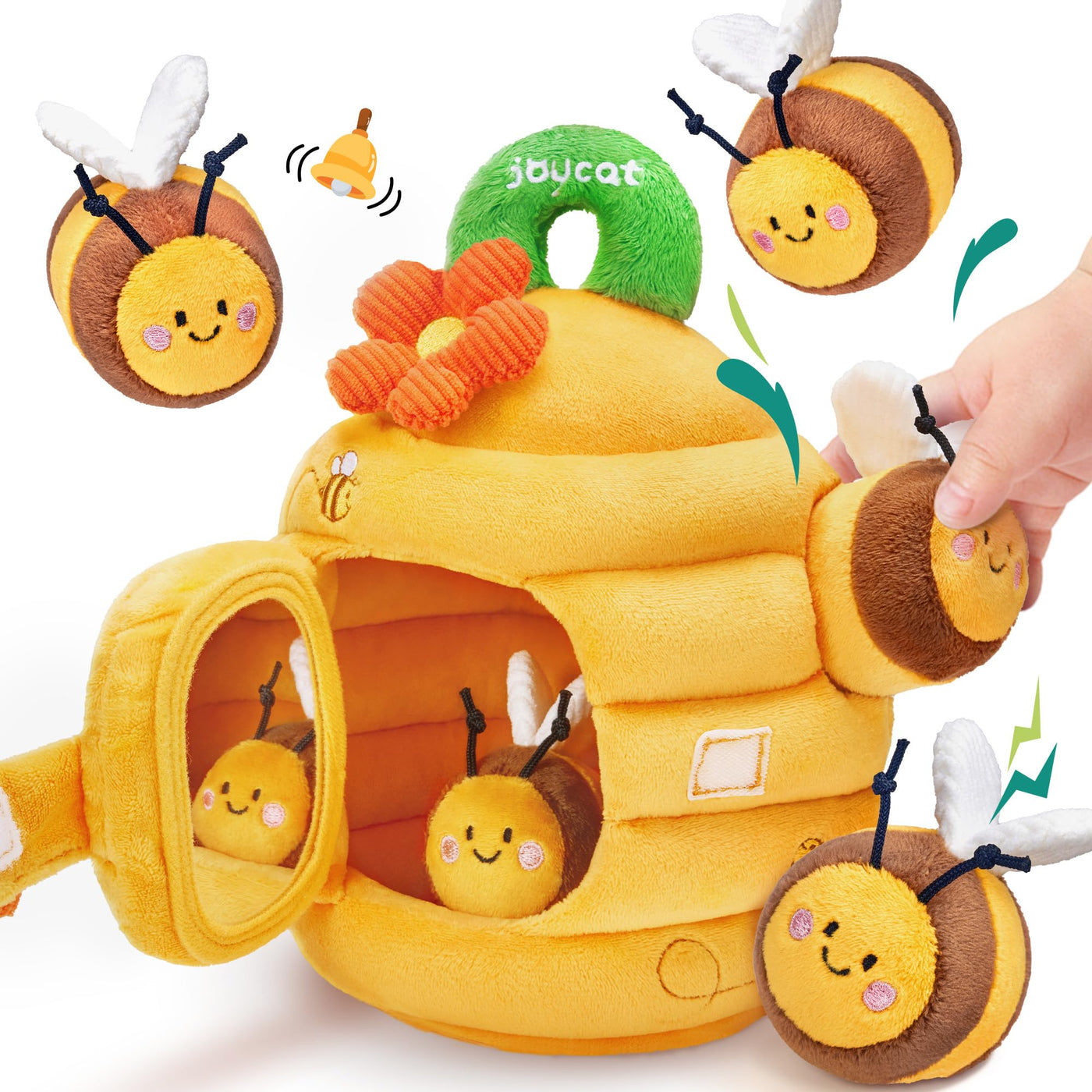 JoyCat Baby Spielzeug 6 Monate, Baby Bienenstock mit 5 Bienen, Rassel, Spiegel, Montessori Spielzeug ab 6 8 9 12 Monate, Motorikspielzeug Sensorik Spielzeug Geschenk für Jungen Mädchen
