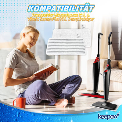 KEEPOW 8 Stück für Vileda Dampfreiniger XXL Ersatzbezüge, Mikrofaser für Vileda Steam PLUS XXL Ersatzbezug, Waschbar Kompatibel Mit Vileda Steam PLUS XXL Dampfreiniger (4 Grau + 4 Weiß)