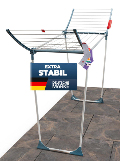 STAHLMANN ® Wäscheständer [18M Trockenfläche ] - Flügelwäscheständer [Made IN EU] 1,05 M Flügel ideal für Lange Kleidungsstücke - Wäscheständer platzsparend