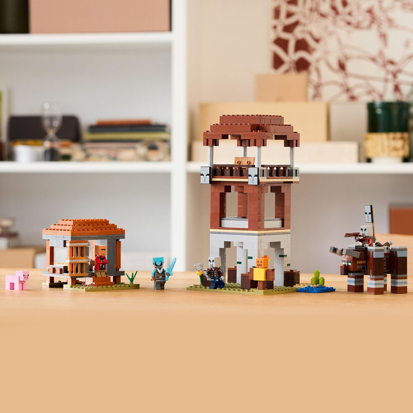LEGO Minecraft EIN Verwüster am Plünderer-Außenposten - Gaming Spielzeug für Kinder - Minifigur mit Schnappkiefer Funktion und Dorf Festung - Gaming Geschenk für Jungen & Mädchen ab 8 Jahren - 21278
