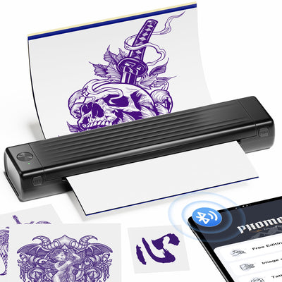 Itari A886 Tattoo Stencil Drucker Bluetooth, Schablone Drucker Kompatibel mit Smartphone & PC, Thermodrucker Tattoo Maschine Nadeldrucker mit 10 Blätter Papier für Anfänger und Künstler, Schwarz