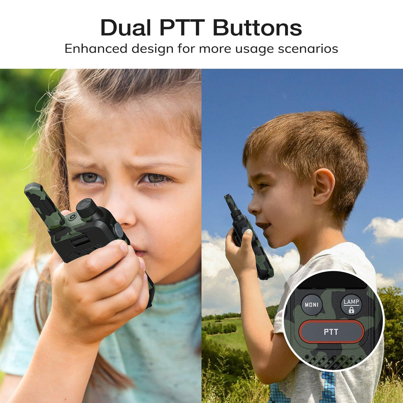 BAOFENG GT-18 Walkie Talkie PMR446 Lizenzfrei Funkgerät für Erwachsene Kinder, Wiederaufladbares Walky Talky 1500mAh Batterie, Dual-PTT, 16 Kanäle, Scan, Taschenlampe für Camping Wandern, 3er Pack