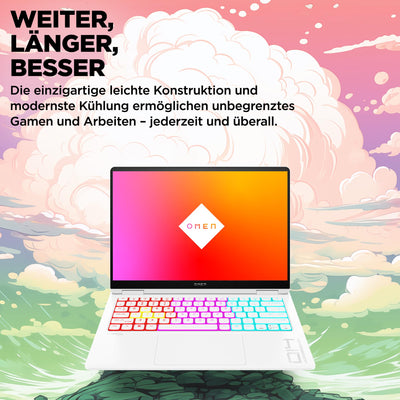 HP OMEN Transcend Gaming Laptop, 14 Zoll 2,8K OLED 120Hz, Intel Core Ultra 7 155H, 16 GB DDR5 RAM, 1 TB SSD, NVIDIA GeForce RTX 4060 (8GB), QWERTZ, Windows 11, Weiß inkl. HyperX Cloud III Wireless