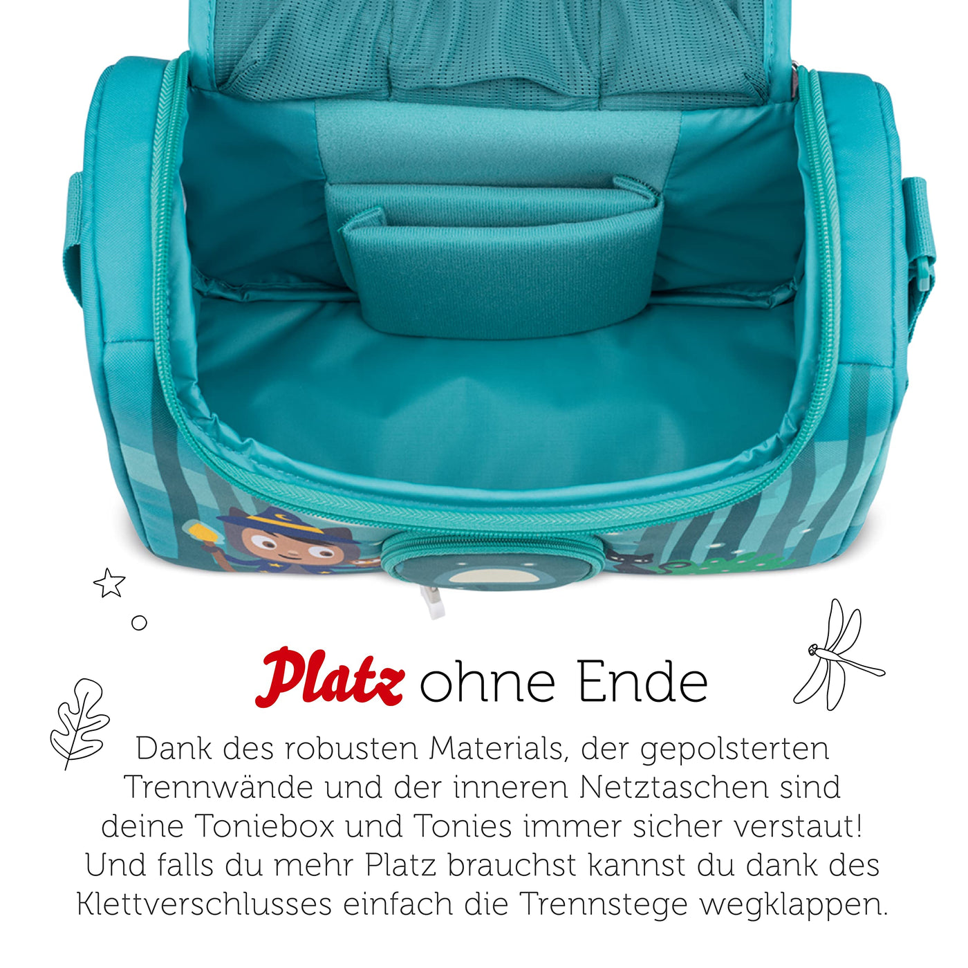 tonies HörSpiel-Transporter Unter dem Zaubermond, Transporttasche für Mind. 6 Hörfiguren und Toniebox, mit Lautsprecheröffnung, 28 x 13 x 19 cm