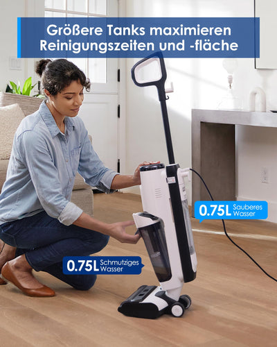 Tineco Floor ONE S5 STEAM Smart Nass-Trocken-Staubsauger, Nass Trockensauger mit LED Anzeige iLoop Selbstreinigung Wischsauger Dampfreiniger für Hartböden, Klebrige Verschmutzungen