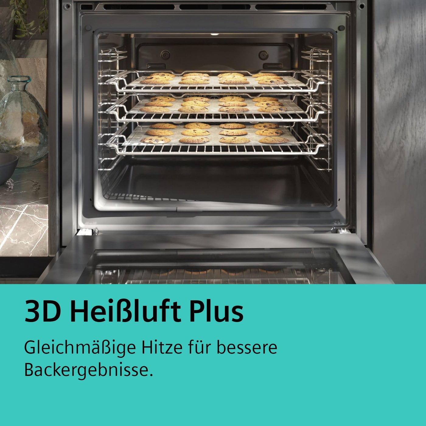 Siemens HB113FBS1, iQ100 Einbau-Backofen, 60 x 60 cm, Schwarz, Edelstahl, Schnellaufheizung, Gleichmäßig Bräunung durch 3D Heißluft, einfache Bedienung dank LED Display und versenkbarer Drehwähler