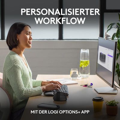 Logitech Wave Keys kabellose ergonomische Tastatur - Grafit, US QWERTY-Layout