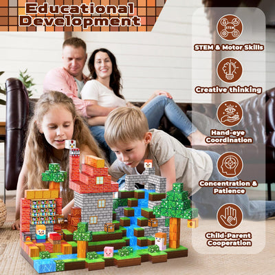 Goody King Magnetische Bausteine 150 Teile Magnetbausteine Set Bibliothek im Tal - Kreatives Bauspielzeug als Geschenk für Kinder ab 5 6 7 8 9 Jahre, Inspiriert von Klassischen Konstruktionsspielen