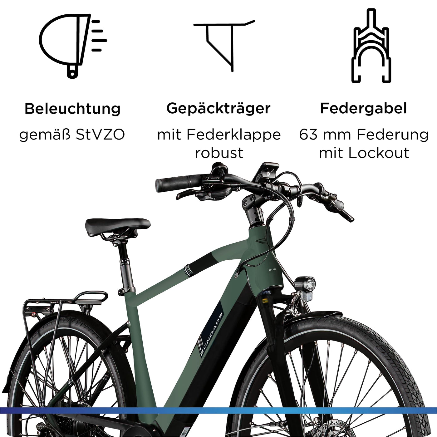 ZÜNDAPP Ebike Herren 28 Zoll Trekkingfahrrad | E Bike 8 Gänge 175-195 cm Elektro Fahrrad | E-Bike Elektrofahrrad mit hydraulischen Scheibenbremsen | Z810 (dunkelgrün metallic, 52 cm)