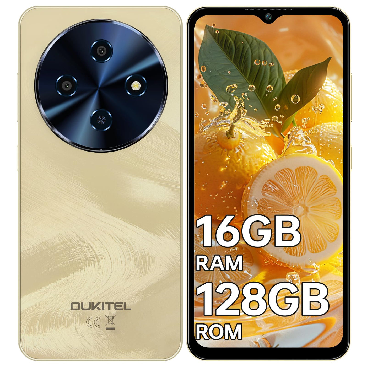 OUKITEL C5 Smartphone Ohne Vertrag, 16GB RAM+128GB ROM/1TB, 6.52" Bildschirm Handy Ohne Vertrag, 5000mAh Android Smartphone, 13MP Kamera Simlockfreie Handys, Dual 4G SIM/Face ID/OTG/3.5mm Jack