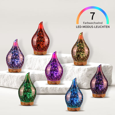 Porseme Aroma Diffuser Luftbefeuchter 100ml,Handgeblasen 3D Luftbefeuchter Ultraschall Leise 7 farbwechselnde LEDs Raumbefeuchter BPA Frei für Wohnung Yoga SPA mit Timer (Rose Gold)