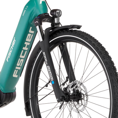 FISCHER E-Bike ATB Terra 4.0i Elektrofahrrad für Damen und Herren, RH 43, Mittelmotor 80, 36 V Akku, Adventure Green matt